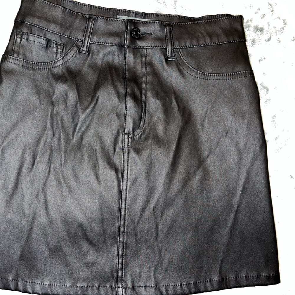 Leather black skirt